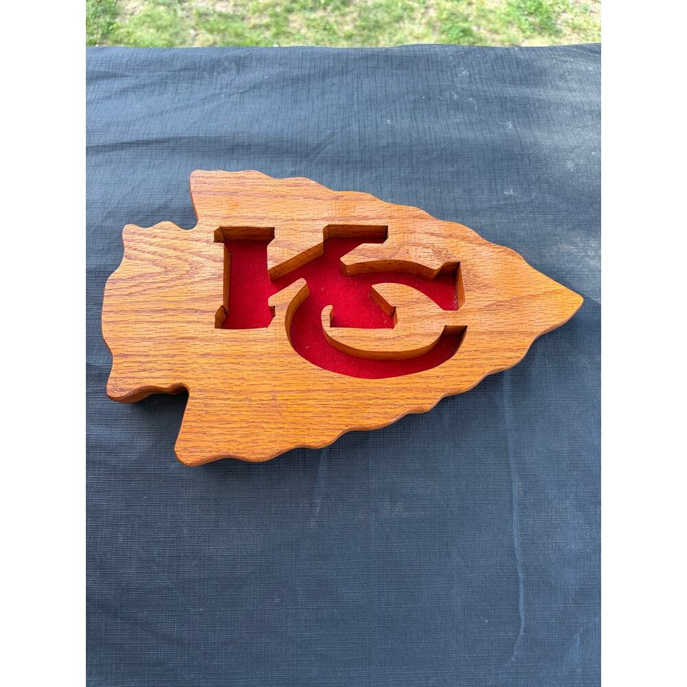 Vintage KC Chiefs wooden arrowhead wall plaque